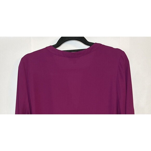 The Limited Womens V Neck Blouse Large Asymmetrical Hem Burgundy Corpcore Career - Picture 9 of 10